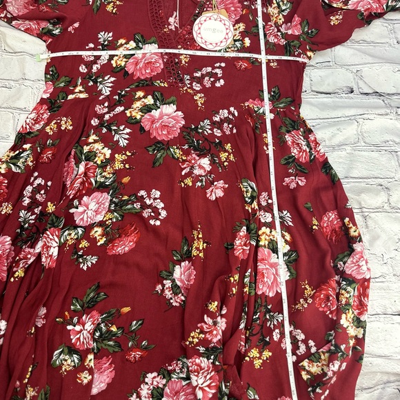 Umgee USA Burgundy Floral Boho Mini Dress – Size Small NWT - Picture 13 of 13
